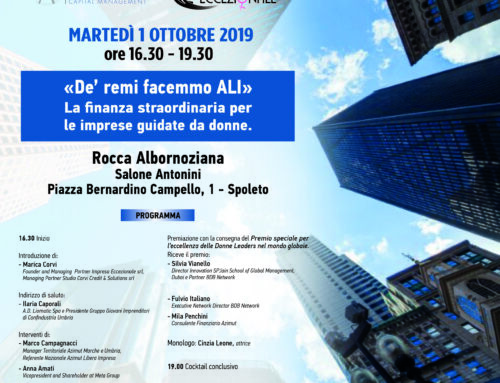 1 Ottobre 2019, Spoleto. De Remi facemmo Ali. La finanza straordinaria per le imprese guidate da donne